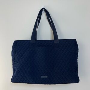 Large Vera Bradley Navy Microfiber Tote with laptop sleeve